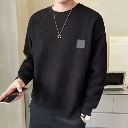 Korean Style Men’s Micro Wide-Bottomed Long-Sleeve T-Shirt 